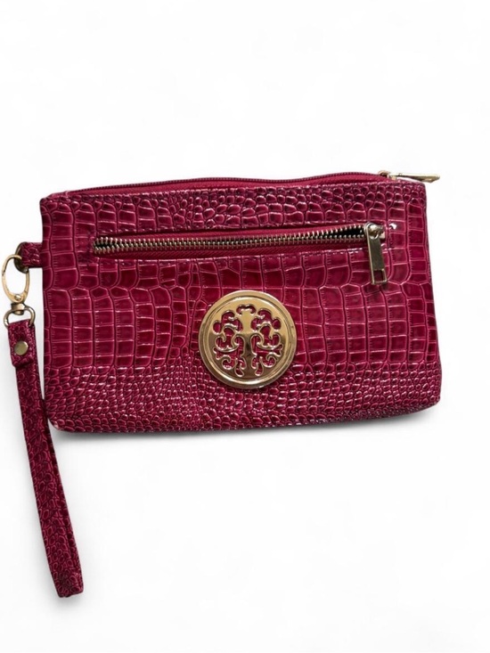 Handbags - Burgundy Croc Wristlet 8.5 W x 5.5 H